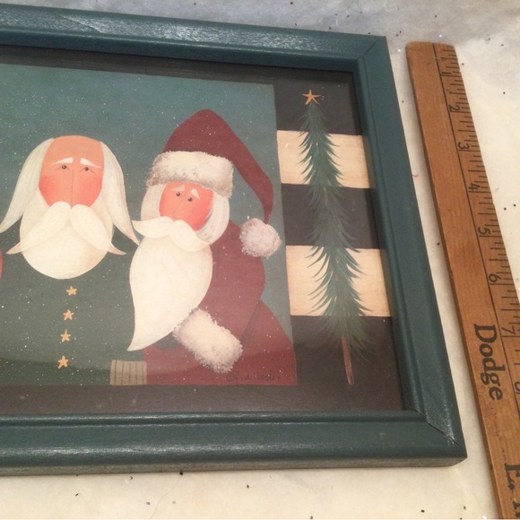 Fiddlestix Santa Claus Reindeer Framed Folk Art Picture 17"x9” Christmas Holiday - Picture 4 of 7